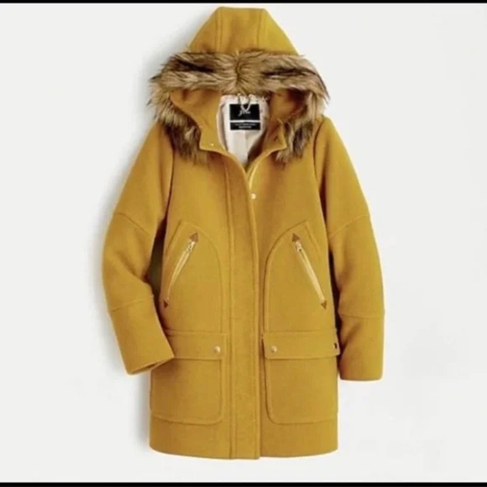 J. Crew Stadium Cloth Chateau Parka in Mustard Size 00 - Picture 2 of 6